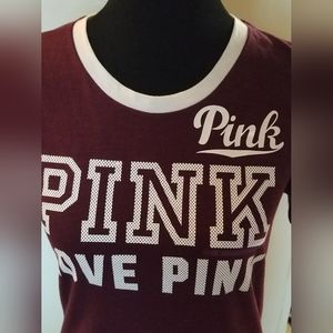 NEW Victoria Secret PINK Campus Ringer Fitted T-shirt Large (Fits like M)